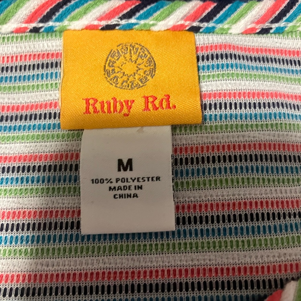 Ruby Rd. Colorful Striped Short Sleeve Top - Picture 10 of 11